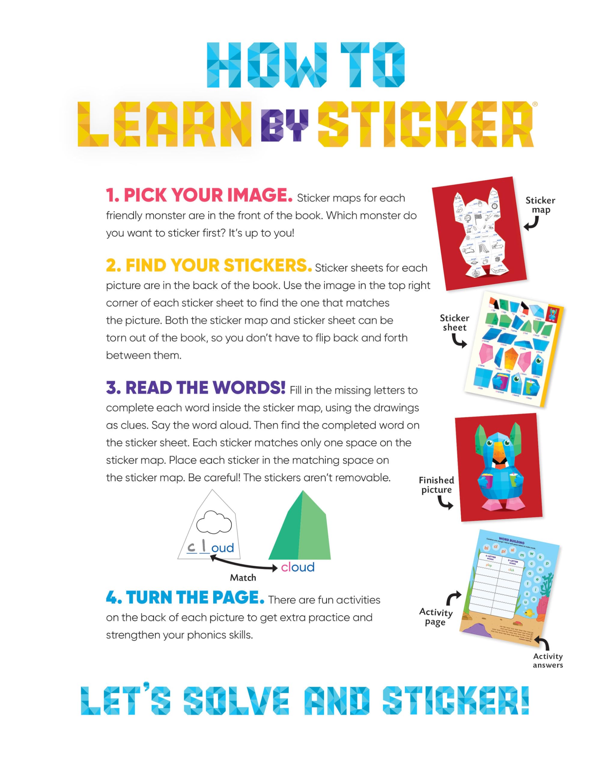 Learn by Sticker: Beginning Phonics: Use Phonics to Create 10 Friendly Monsters!