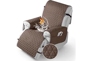 TAOCOCO 100% Waterproof Recliner Cover - Recliner Cover with Non-Slip Granule, Recliner Chair Covers with Elastic Band, Recliner Chair Covers for Reclining Chair(Brown, Medium-25'')