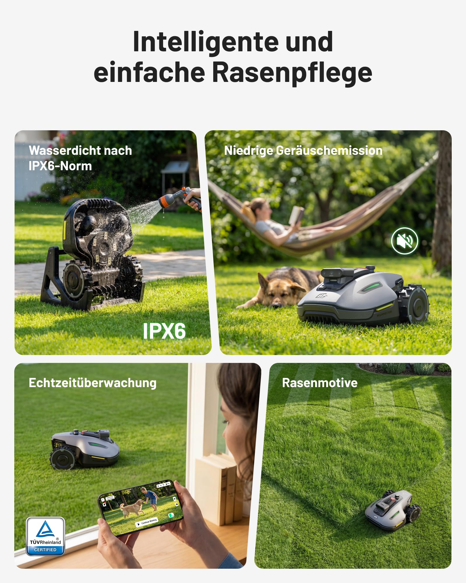 MAMMOTION YUKA mini 2 500 Mähroboter ohne Begrenzungskabel, Garten bis 500m², Kein RTK, Kein Signalabbruch, KI TrueVision-Navigation, Auto-Mehrzonen-Kartierung, DropMow, 45% Steigung, 4,5Ah-Akku 9