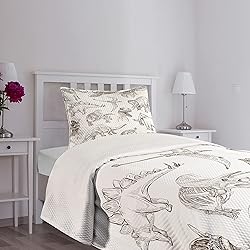 Ambesonne Jurassic Bedspread Set, Arrangement of