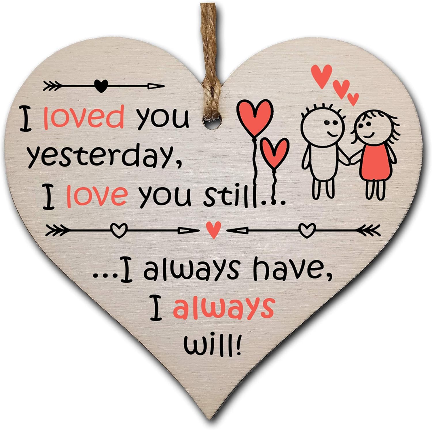 The Plum Penguin Handmade Wooden Hanging Heart Plaque Valentine's Gift for someone special boyfriend girlfriend husband wife romantic keepsake