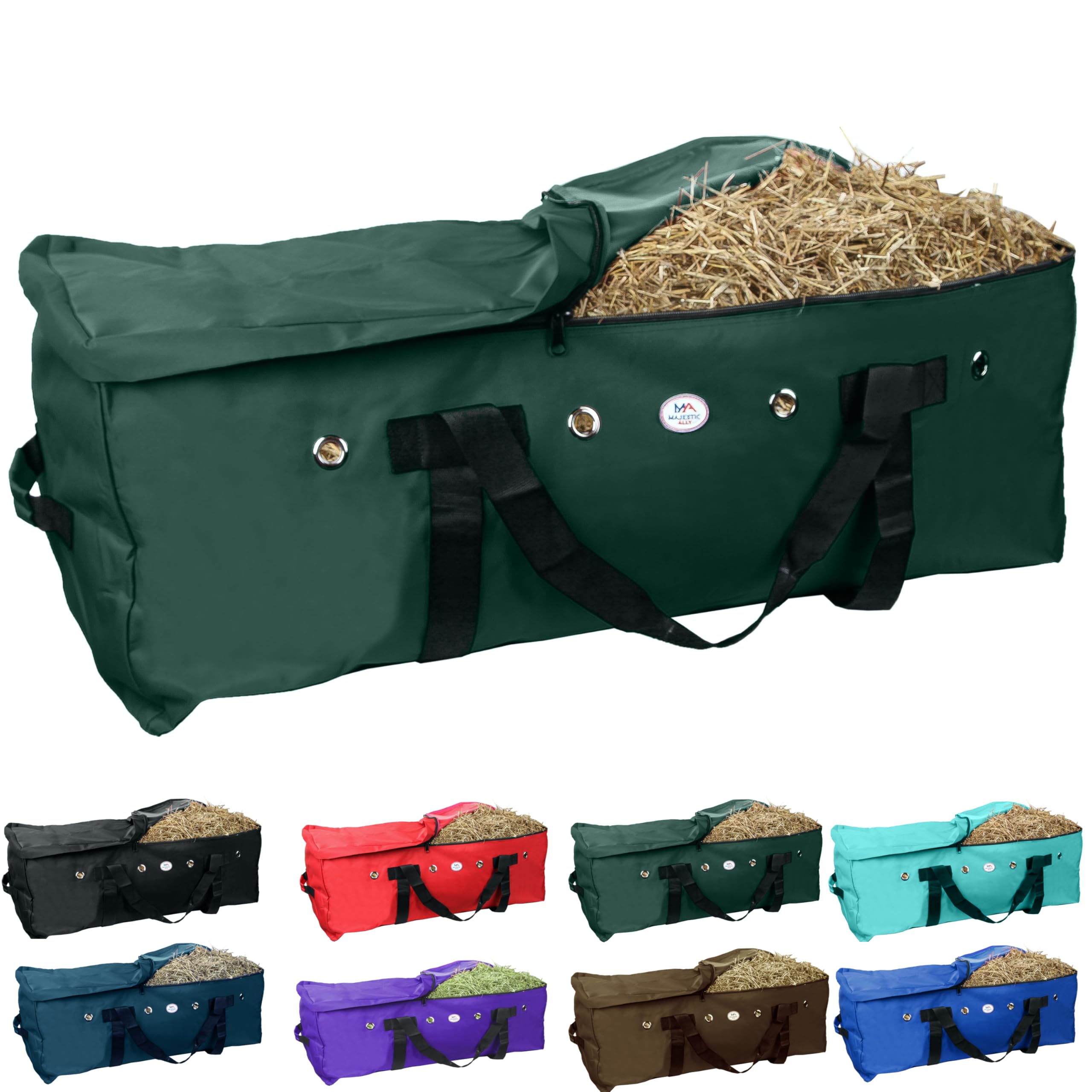 Majestic Ally 1200 D Nylon Fabric Large 44” x 20” x 16” and Extra Large 53"x 24" 20" Heavy-Duty Hay Bale Storage Bag (Red) (Extra Large, Hunter Green)