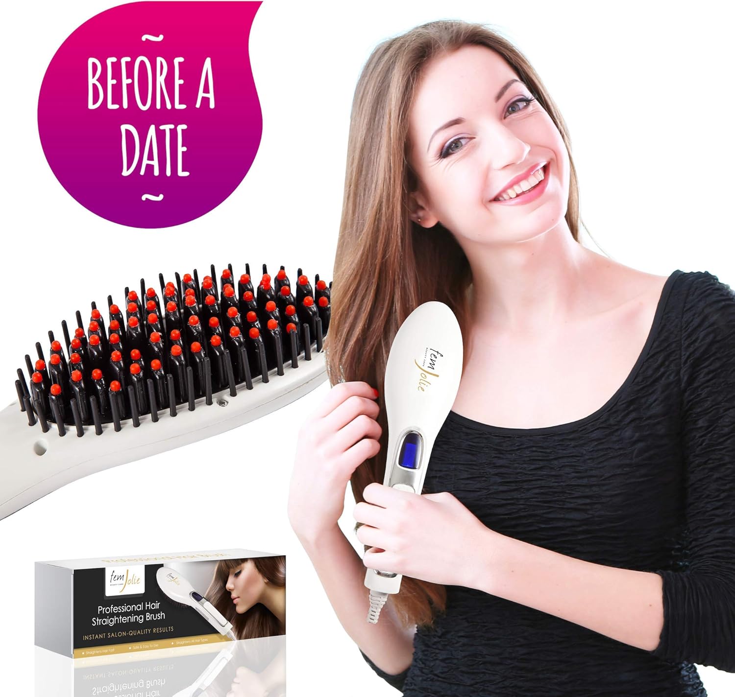 femjolie hair straightening brush