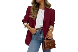 PRETTYGARDEN Blazers for Women 2025 Fall Work Office Suit Jackets Dressy Open Front Leopard Blazer Business Casual Outfits