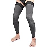 KEKING® Full Leg Compression Sleeves, Unisex, Thigh High Compression Stocking 20-30mmHg Graduated Support for Thigh Calf Knee, Running, Basketball, Reduce Varicose Veins and Swelling, Pair, Black 3XL