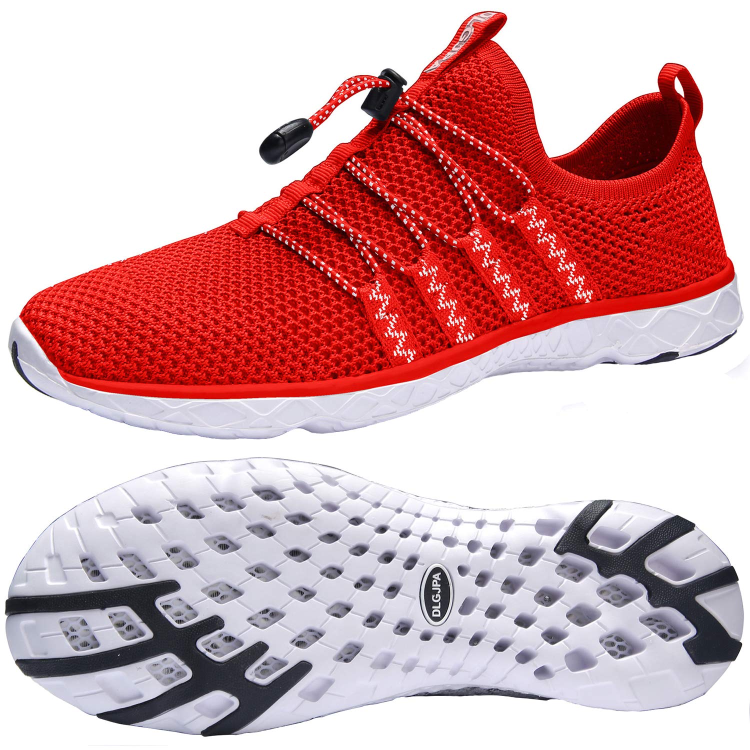 DLGJPA Men's Quick Drying Water Shoes for Beach or Water Sports Lightweight Slip On Walking Shoes Red 8 Image