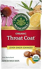 Traditional Medicinals Organic, Throat Coat Lozenges, Lemon Ginger Echinacea - Herbal Cough Drops, Helps Soothe Sore Throat -