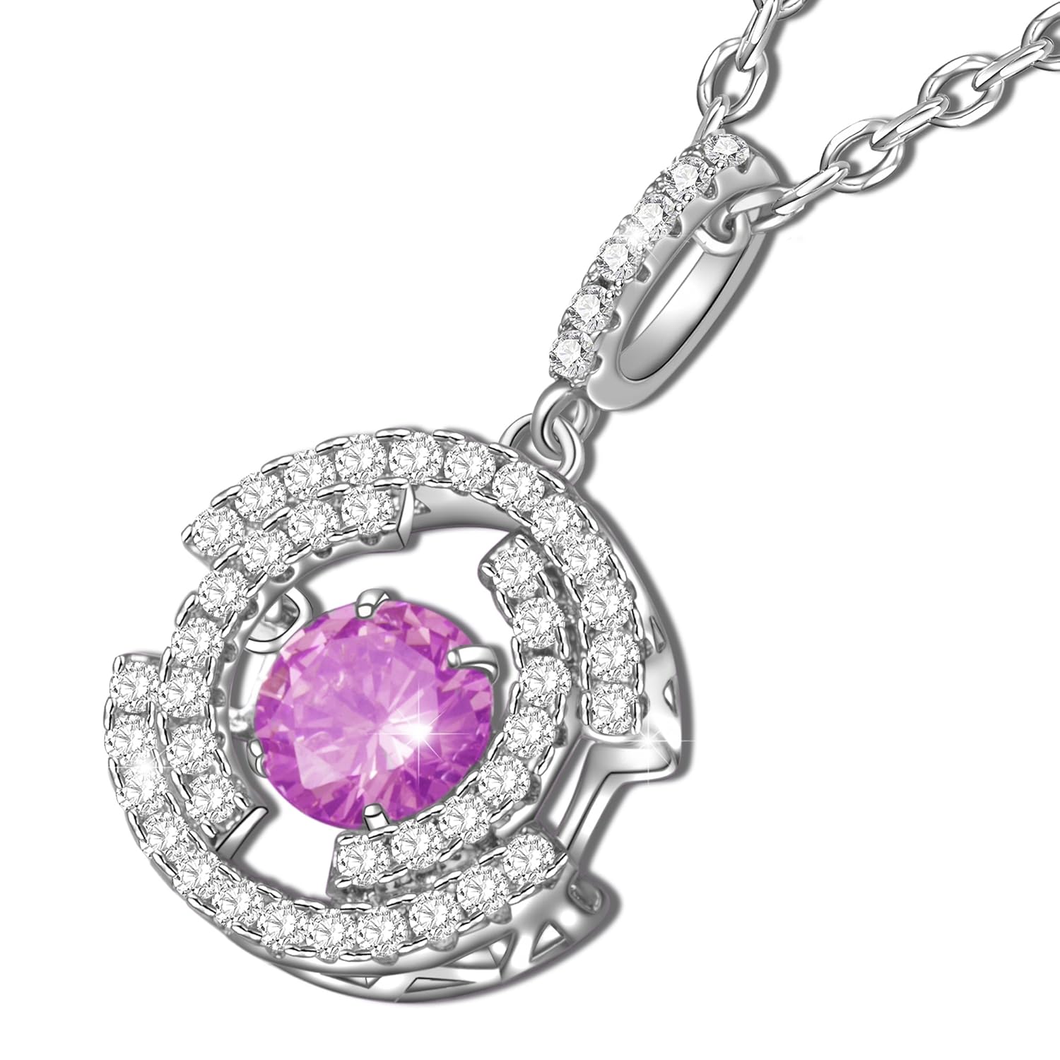 Dawanza Regalos Navidad Collar para Mujeres Oro Plateado Zirconia Cúbica Rosada con