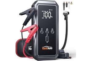 YaberAuto 9-in-1 Jump Starter with Air Compressor 5500A 150PSI Portable Car Battery Jump Starter (9L Gas/8L Diesel), 12V Jump Box Car Battery Jumper Starter Portable with Jumper Cables, 160W DC Out