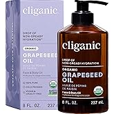 Cliganic Organic Grapeseed Oil, 100% Pure - For Skin, Hair & Face | Natural Cold Pressed Unrefined