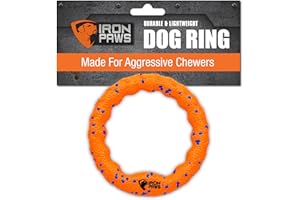 Iron Paws Indestructible Dog Ring Toy, Orange - Tough Dog Pull Toys for Aggressive Chewers, Dog Flying Disc for Fetch, Tug of War and Dog Training