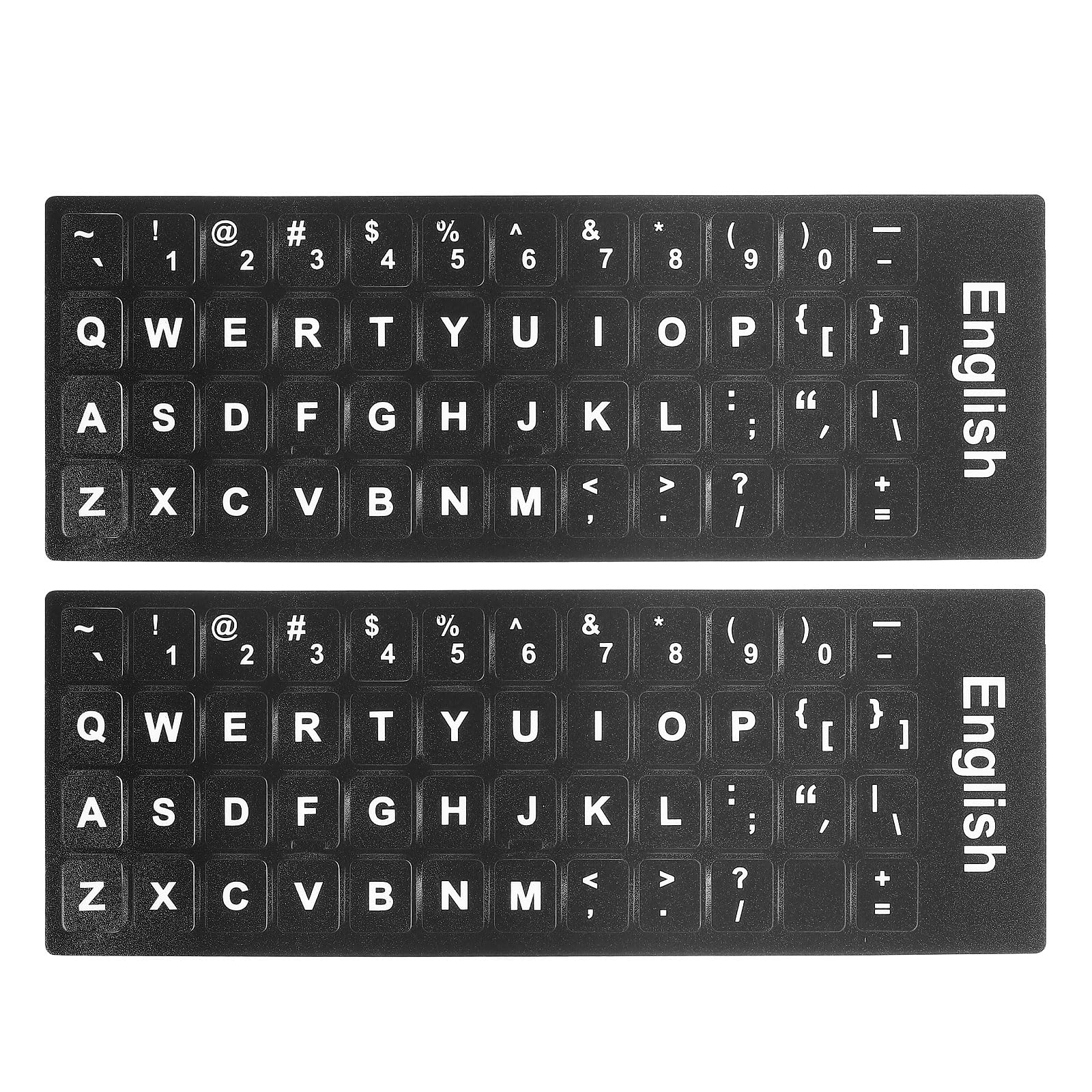 PATIKIL English Keyboard Stickers, 2 Pack Universal Keyboard Replacement Cover for Notebook Desktop Computer Style 1, Black Background White Lettering