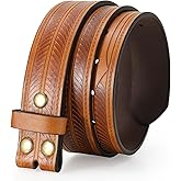 TRIWORKS Western Belts for Men without Buckle Cowboy Cowgirl Leather Belts Strap for Jeans