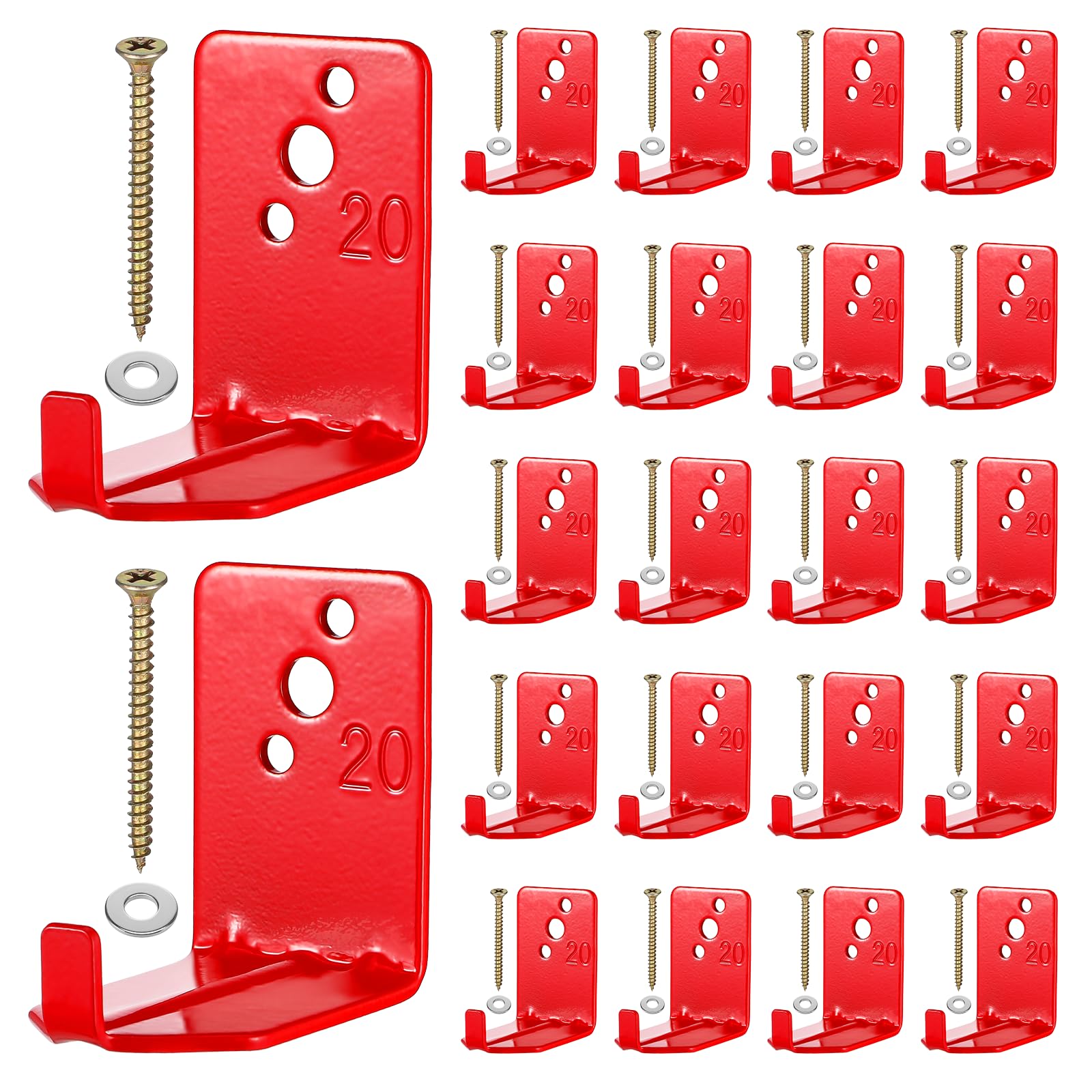 Photo 1 of 20 Pack Fire Extinguisher Mount, Wall Hook Fire Extinguisher Bracket, Include Screws and Gaskets, Easy to Install, Hold Up to 5-40 lb, Good for Workshop, Garage, or Home Use