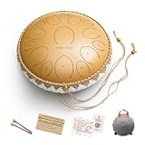 Panda Drum Pro (Sandstone) | Steel Tongue Handpan with Music Book, Mallets, Carrying Bag & Finger Picks | 15 inch, 432 Hz | Rain Drum for Inside, Outside | Calming Musical Instrument for Adults, Kids