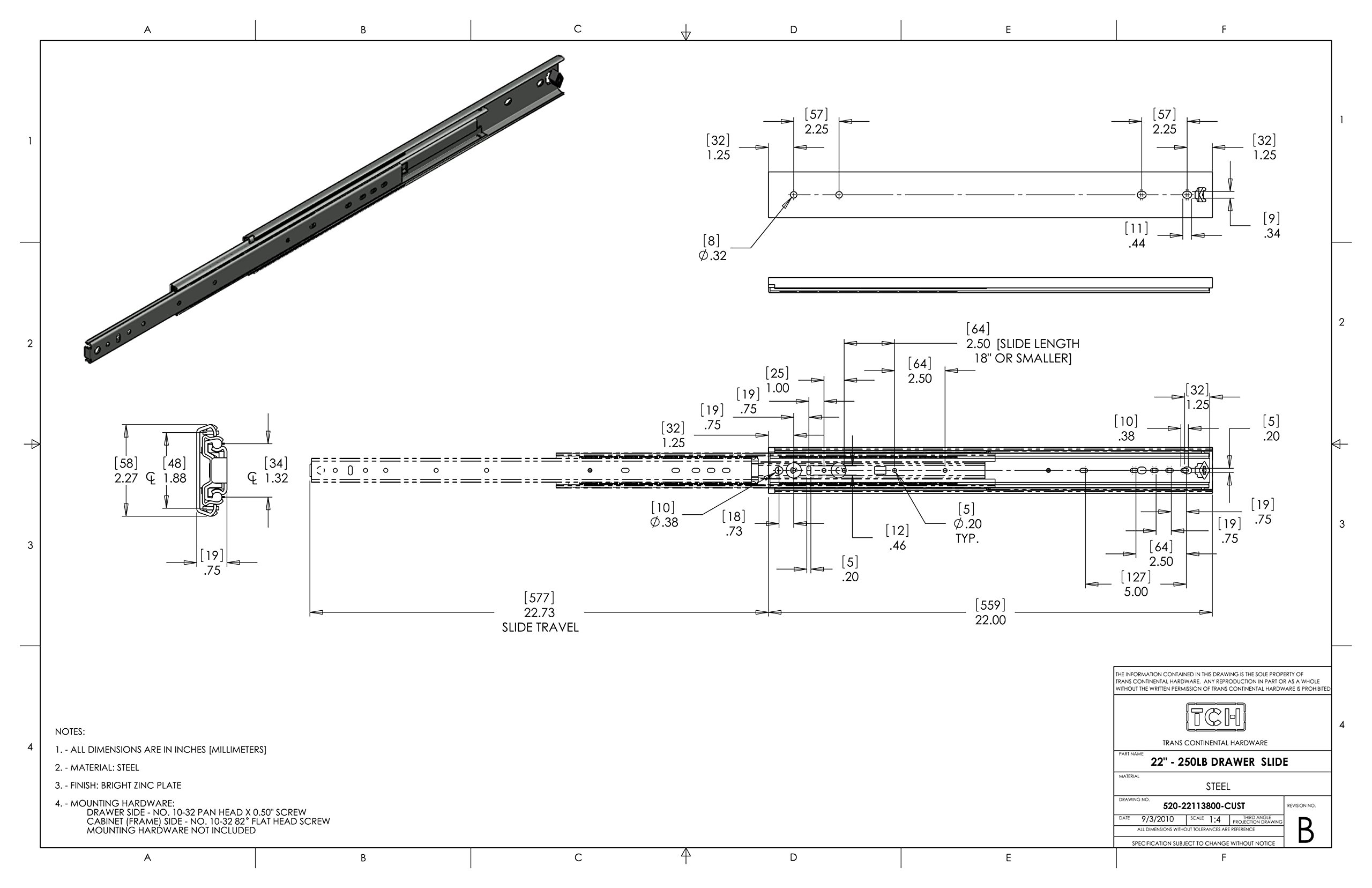 Mua TCH Hardware 22 Inch Heavy Duty 250 lb Steel Drawer Slides - 3/4 ...