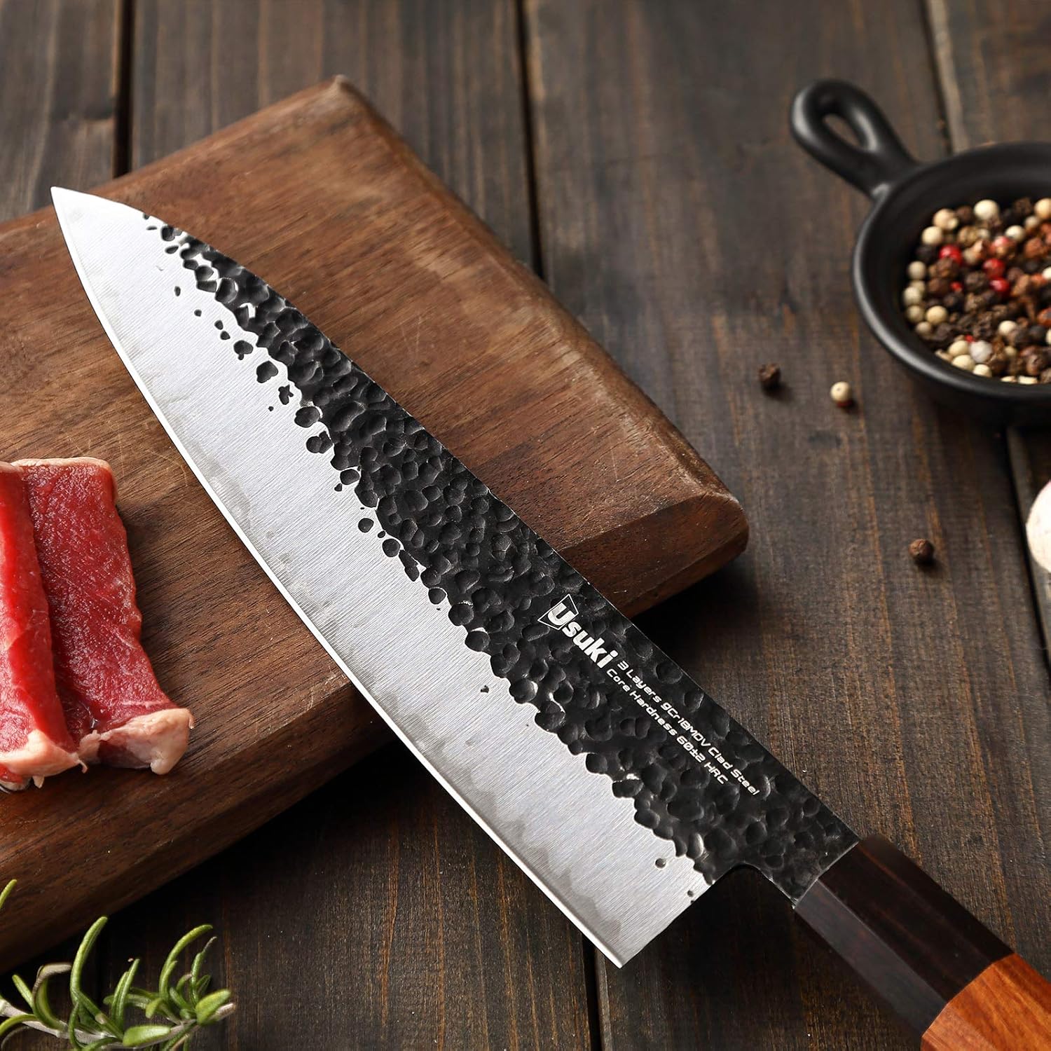 Gyuto Chef’s Knife, 8 inch Japanese Chef Knife 3 layers 9CR18MOV Clad Steel Japanese Kitchen Knife, Alloy Steel Gyuto Knife, Sushi Knife for Kitchen/Restaurant, Octagonal Handle, Gift Box: Kitchen & Dining
