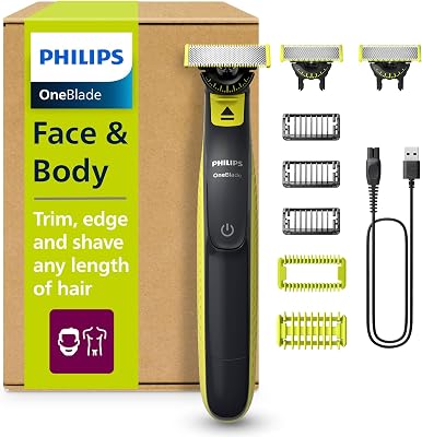 OneBlade 360 Authentic Barber, Electric Facial & Body Shaver & Trimmer, 3x 360 Blades, 3x Fledgling Beard Comb (1.3.5"), 1x Body Kit, QP2824/31