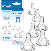 Dr. Brown&rsquo;s Narrow Preemie Flow Nipple, 0m+, 6-Pack | 100% silicone nipples for Options+ Narrow baby bottles, slowest flow rate for newborns and breastfed babies