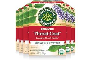 Traditional Medicinals Tea, Organic Throat Coat, Supports Throat Health, 96 Tea Bags (6 Pack)