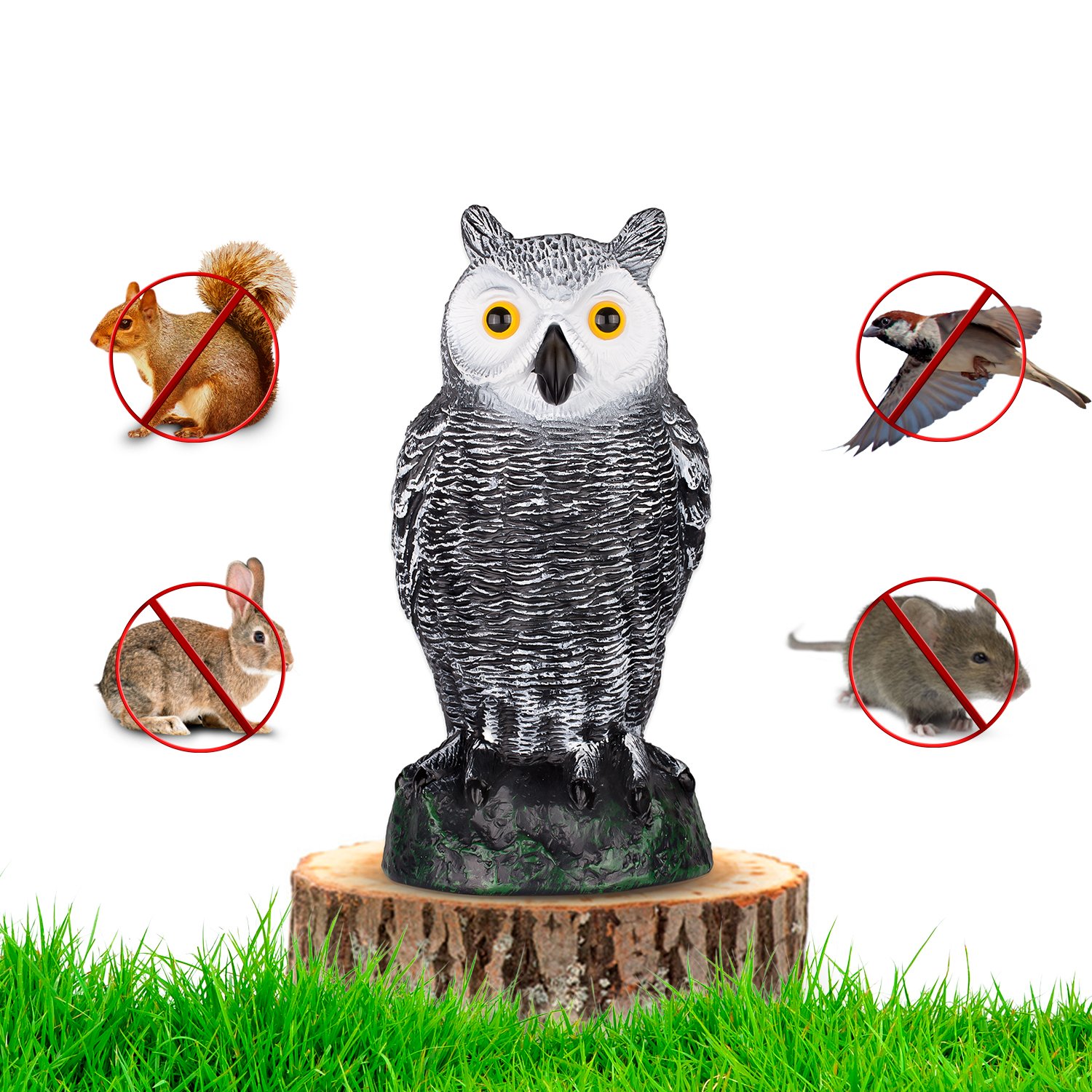 Squirrel Repellent Pest Deterrent Destruct Rabbit Outdoor Owl Bird