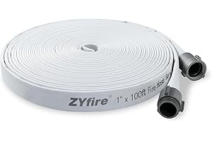 ZYfire Fire Hose - 1" ID x 100 FT Single Jacket EPDM Firefighter Hose with NPSH Aluminum Couplings 750 PSI Burst Pressure Lightweight for Use in Firefighting