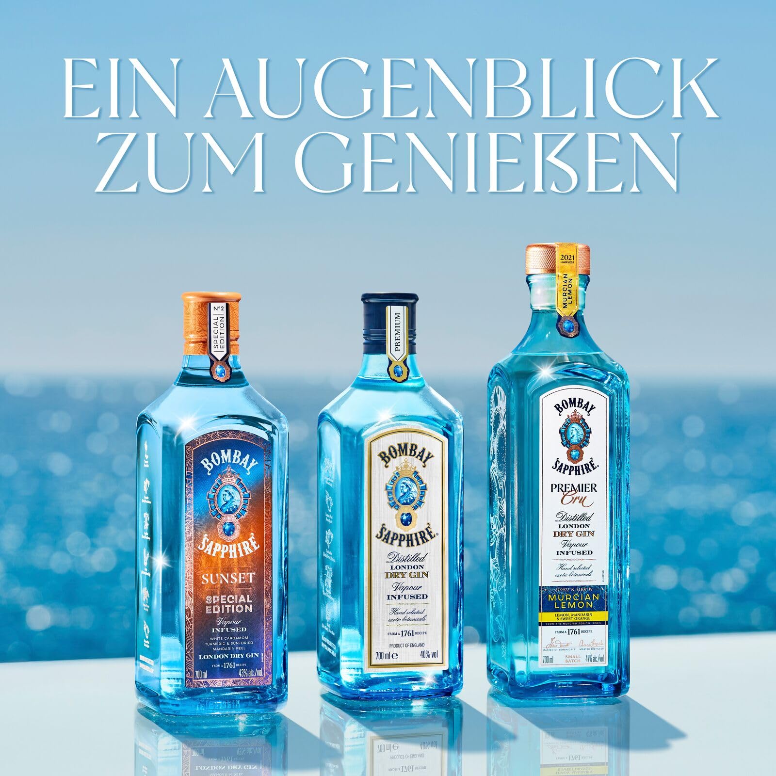 Bombay Sapphire London Dry Gin, 40 Vol-%, 70 cl / 700 ml, zu 100% per Dampfinfusion destillierte Spirituose mit 10 erlesenen Botanicals 8