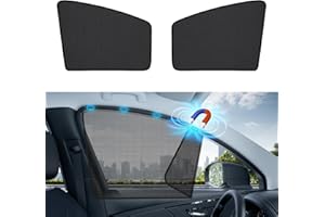 Aokway Side Window Sunshades, Mesh Window Covers for Car Camping, Double Thickness Car Window Screen, Universal Fit for Driver, UV Protection (Black, Front Side 2pcs)