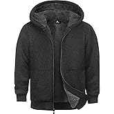 Ceoutdoor boys Fleece Jacket Zip Up hoodie Kids Winter Coats Warm Soft Sherpa Lined Hoodie Outerwear Teens 6-15