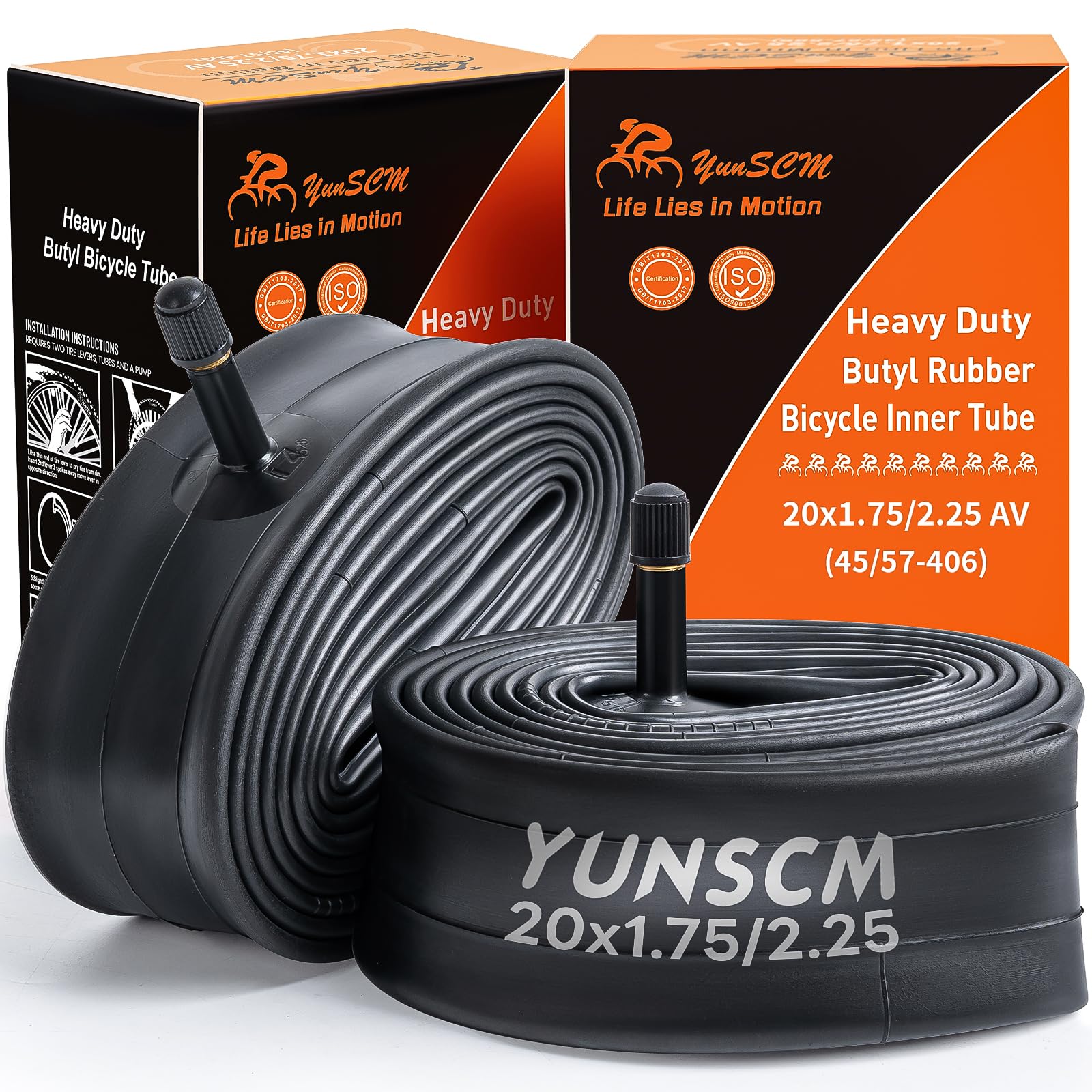 Photo 1 of 2-PCS 20" Heavy Duty Bike Tubes 20X1.75/1.95/2.125/2.25 Schrader Valve (45/57-406) 20" Bicycle Tubes Compatible with 20 X 1.75 20 X 1.95 20X2.0 20 X 2.125 20X2.20 20X2.25 Bike Tire Tubes