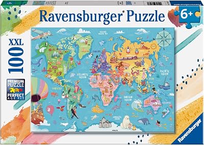 Ravensburger Map of the World 100-Piece Jigsaw Puzzle Kids 6+ Colourful XXL