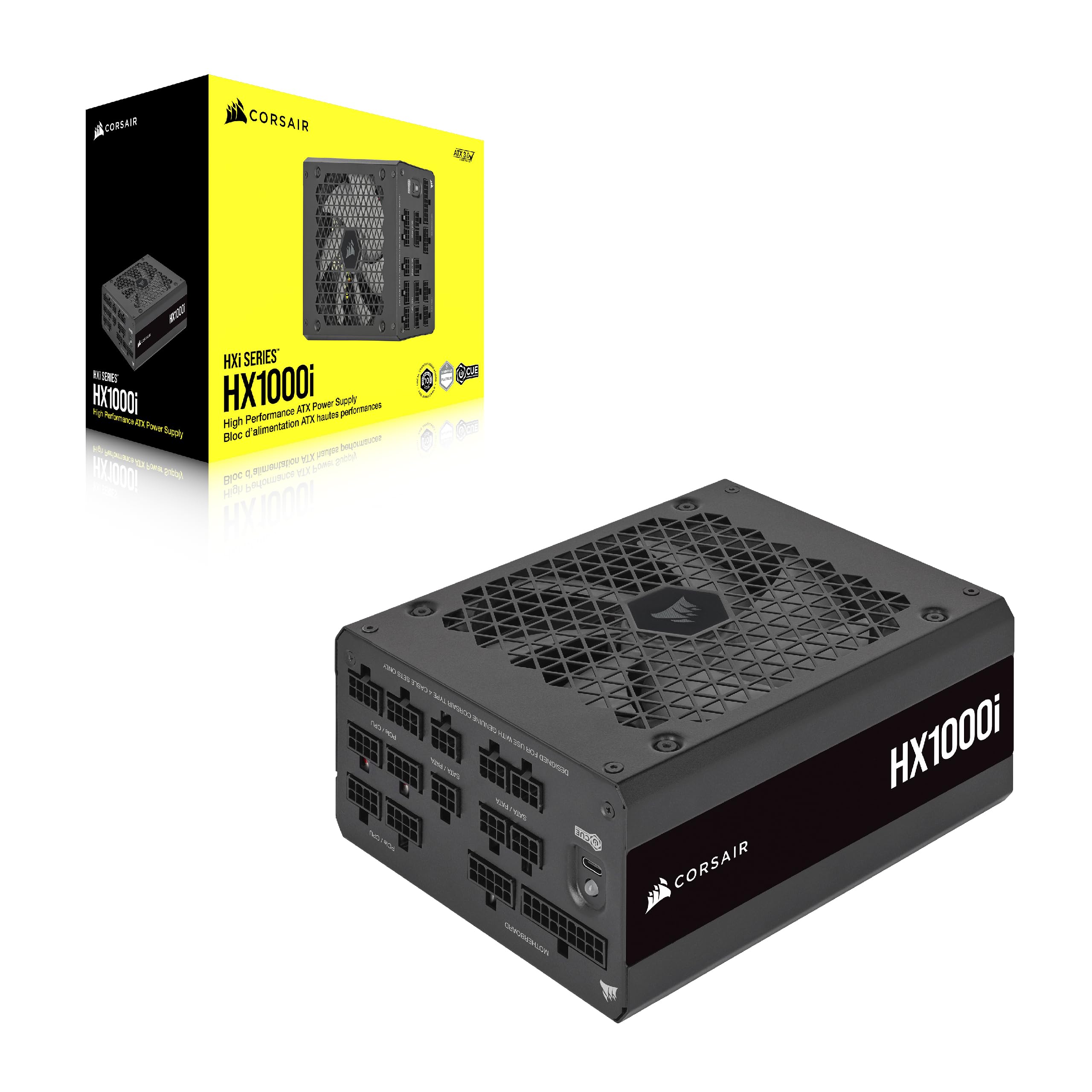 Corsair Hx1000I Fully Modular Ultra-Low Noise Atx Power Supply - Atx 3.1 &Amp; Pcie 5.1 Compliant - Fluid Dynamic Bearing Fan - Corsair Icue Software Compatible - 80 Plus Platinum Efficiency - Black - View 8