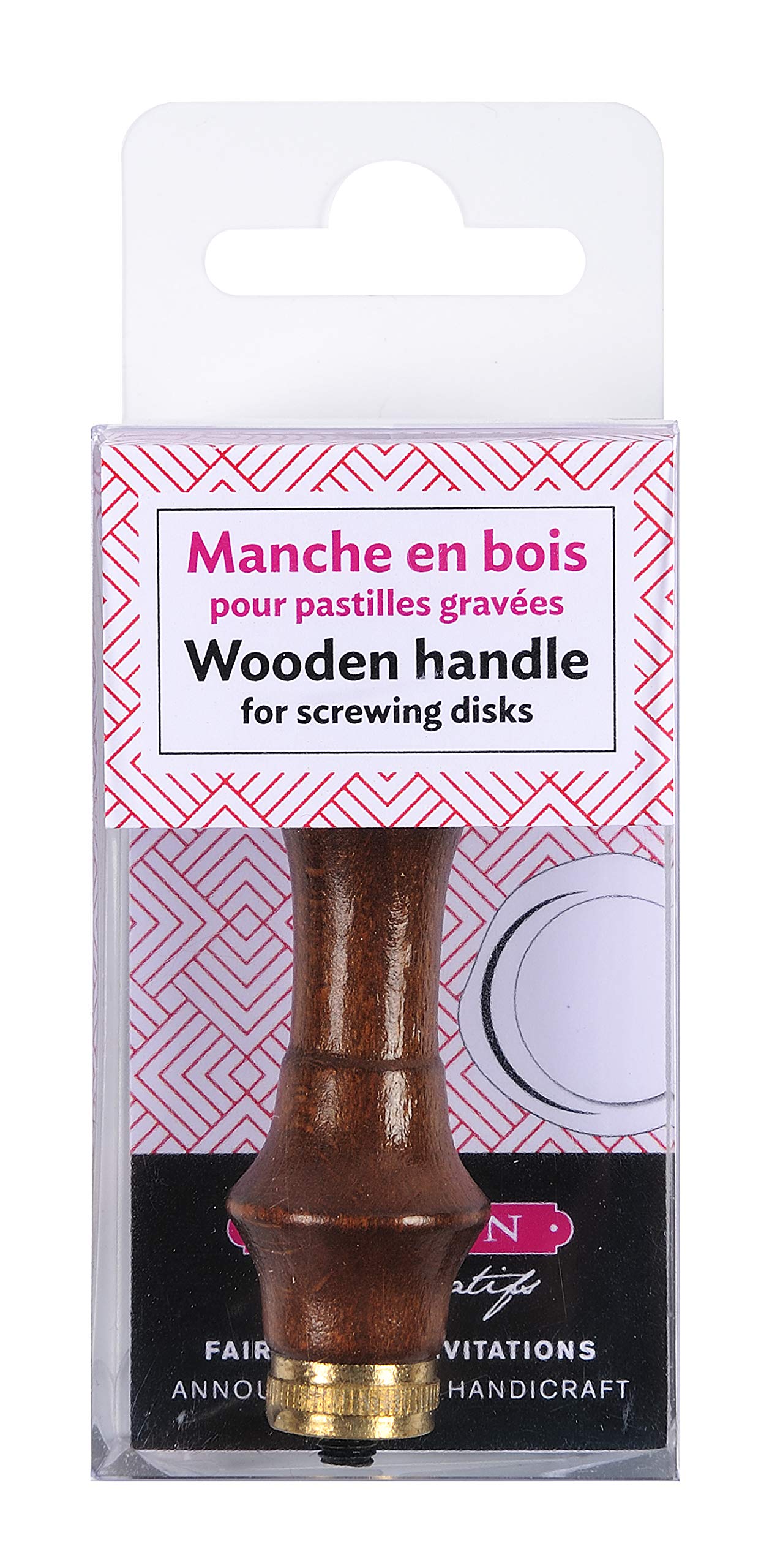 Jacques Herbin 40740T - A Wooden Handle for Screw Discs & Sealing - Varnished Dark Brown Version - Manufactured in France - Creative Art - Wax Stamp Accessory โ image 1