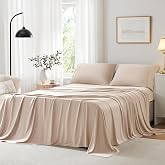 ACCURATEX Cooling Sheets for Hot Sleepers, King Size, Sandy | Viscose Made from Bamboo, 4 Pcs Silky Soft Sheet Set, Breathable Cool for Night Sweats, up to 16 inches Deep Pockect