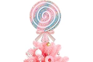 WHYMEO Christmas Candy Tree Topper, 7.9 Inch Peppermint Candy Cane Christmas Decorations Holiday Swirls Candyland Tree Toppers Decor for Home, Party & Festive Ornaments