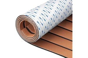 Fullfire EVA Foam Boat Flooring Sheet Faux Teak Marine Decking with Adhesive Backing, Boat Deck Pad for Yacht RV Jet Ski Kayak 96"x47"/35"/24"/16", 47"x16"