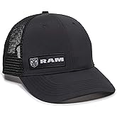 RAM Official Dodge Trucker Hat - Mesh Back, Baseball Cap for Men, One Size, Black