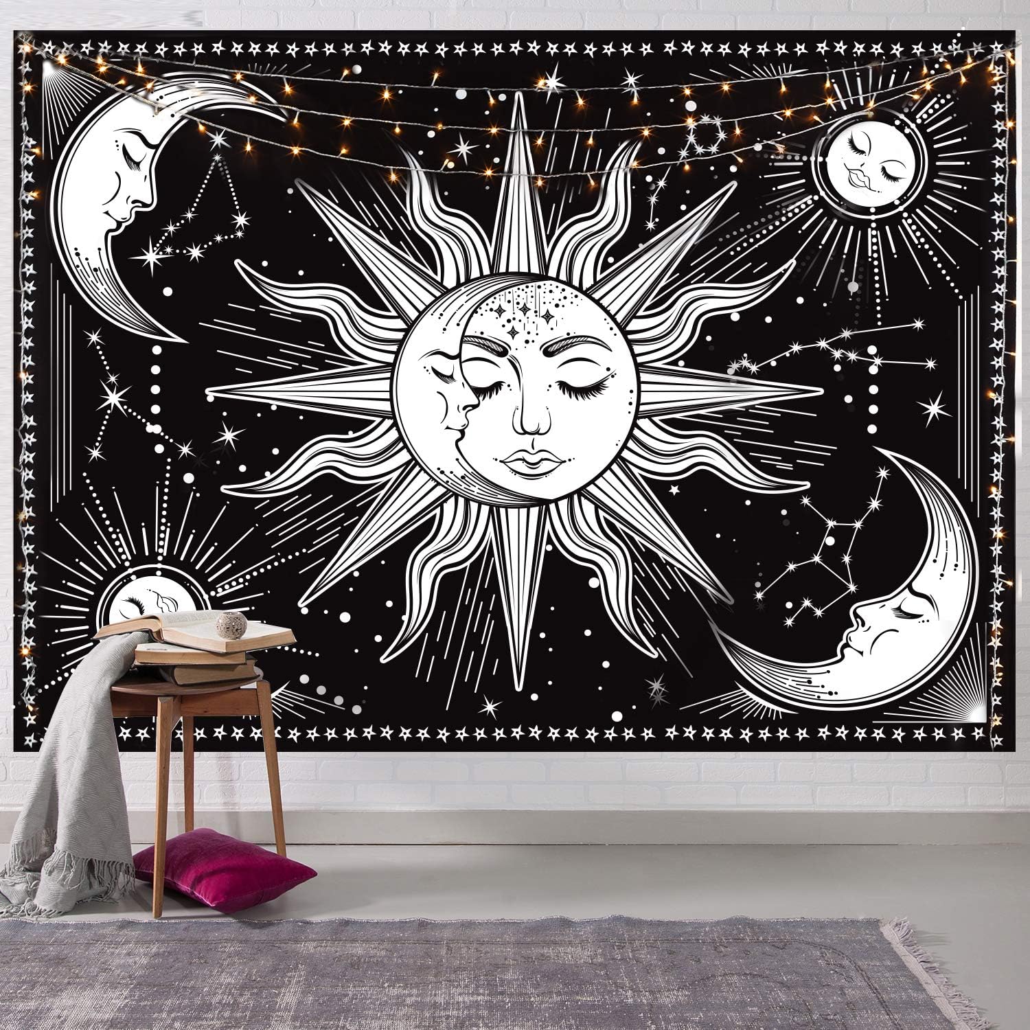 Dorm Black And White Tapestry Wall Hanging Mystic Tapestry As Wall Art And Room Decor For Bedroom Hotmir Wall Tapestry 51 2x59 1 Inches 130x150 Cm Living Room Home Kitchen Tapestries