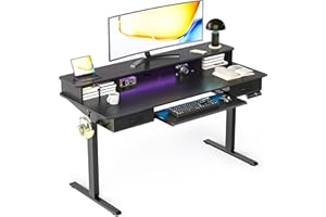 YORIWELL Electric Standing Desk with Keyboard Tray, 55x24 Inches Height Adjustable Stand up Desk with 2 Drawers, Ergonomic Si