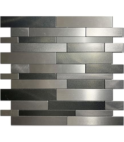 Volcanic Luxe Interlocking Pattern Glass Metal Mosaic, 9.5