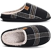 COFACE Mens Cozy Memory Foam Scuff Slippers Casual Slip On Warm House Shoes Indoor/Outdoor Sandal Slippers With Arch Support Rubber Sole Size 7-15