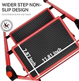 KINGRACK 4 Step Folding Ladder with Handrail Non Slip Wide Pedals Red view 2