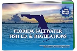 FLORIDA SALTWATER FISH ID Florida Saltwater Fishing Guide. 100% Waterproof Fish Identification Book with 12 Pages, FWC Rules, Limits, and Seasonal Regulations, 70+ Fish and Shark Photos, Angler and Fisherman Chart
