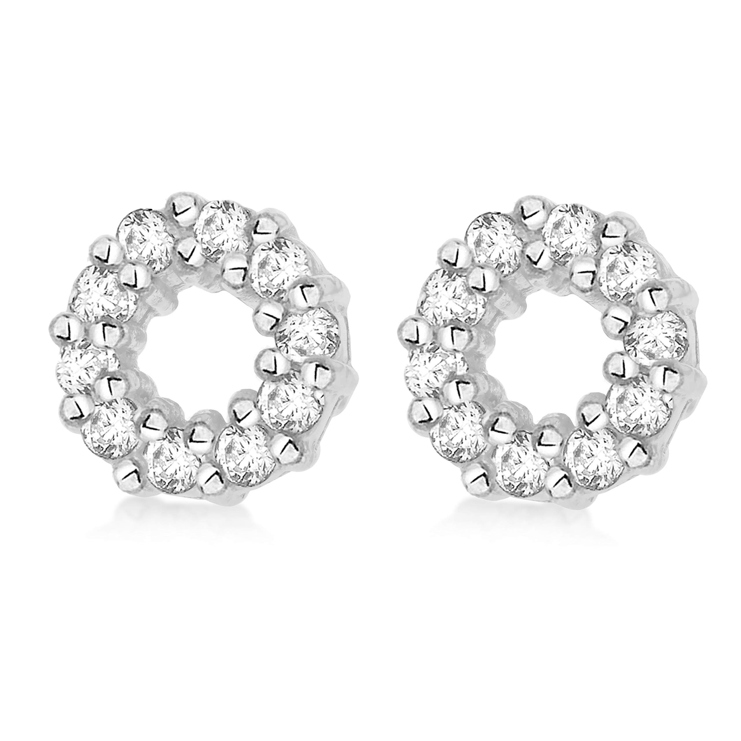 Tuscany Silver Women's Sterling Silver Rhodium Plated CZ 7mm Circle Stud Earrings