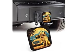 NITAHHHY 2" Trailer Hitch Cover,Dog with Sunglasses and Car on Ocean Sunset Rubber Towing Hitch Tube Cover Hitch for Men Women, Sturdy Receivers Plug Accessories for Pickups Trucks Cars