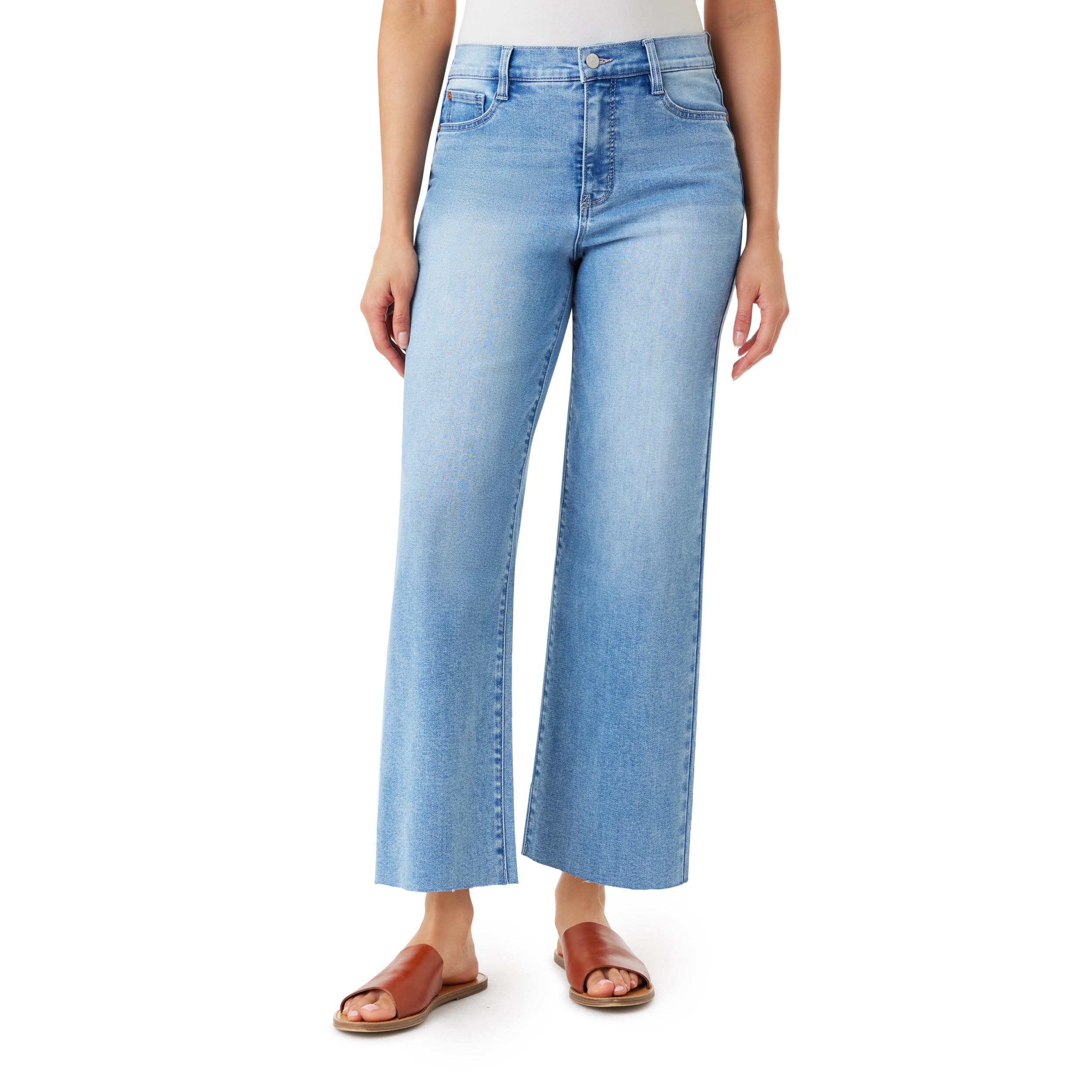 WallFlower Women’s Fearless Curvy Wide Leg High-Rise Juniors 27″ Ankle Denim and Twill Pants, Elle, 11