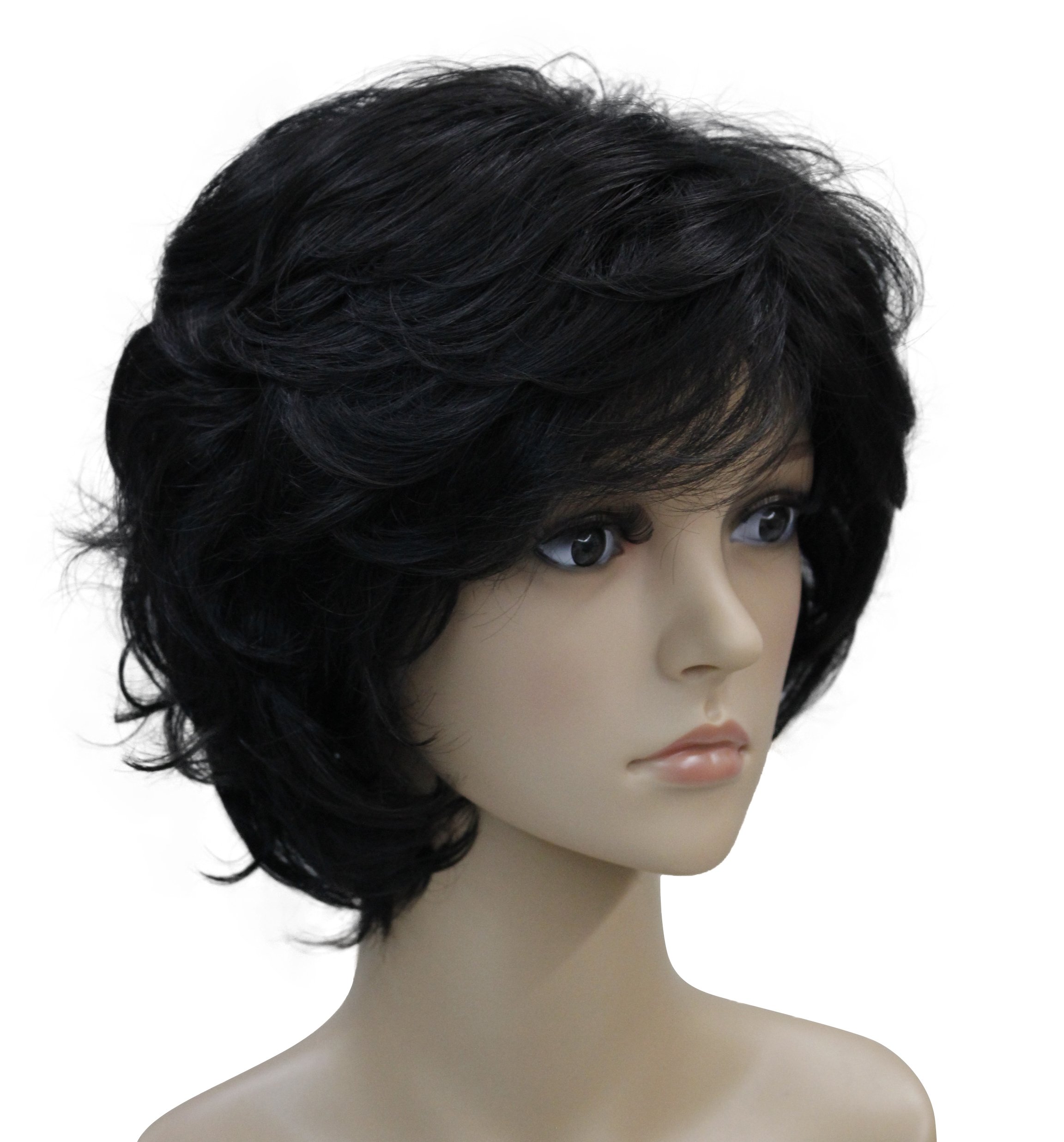 Lydell Women's Short Curly Wavy Wig Synthetic Hair Full Wig 6 inches (Darkest Brown)