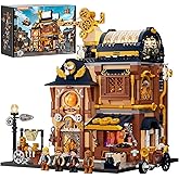 Lumibricks Steampunk Mechanical Workshop Lighting Building-Bricks Set, 2006 Pcs The Sky-Lane Repair Shop Modular Building fro