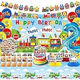 Chugga Chugga Two Two Party Decorations,Train 2nd Birthday Party Supplies, for Railroad Train Theme Birthday Party Supplies