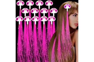 YOFOBU 30 Pack Pink LED Lights Hair Light-Up Fiber Optic LED Hair Barrettes Extensions Light Flashing Hair Braid Barrettes Glow In The Dark Hair Clips for July 4th Party,Festival Party,Bar Concert